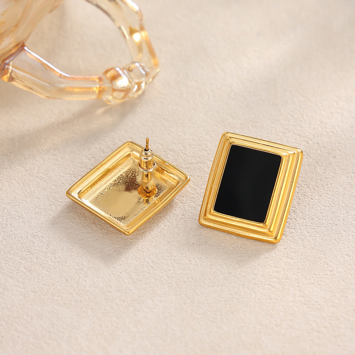 Vintage Geometric Square Stainless Steel Earrings PVD Plated