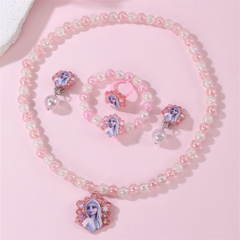 Collana Minimalista in Resina con Fiocco per Bambini con Finitura Lucida, Catenina a Sfere Rotonde Regolabile per Età dai 3 ai 10 Anni