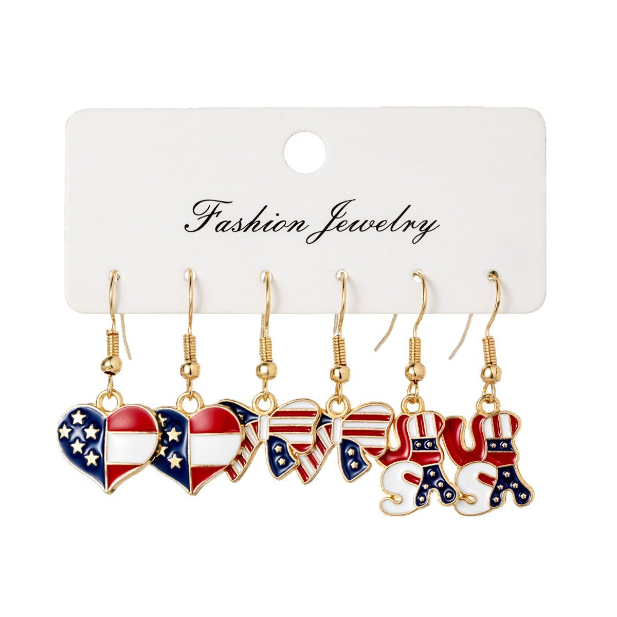 Plated Alloy Geometric Earrings with Flag Boot Hat Charms for Women
