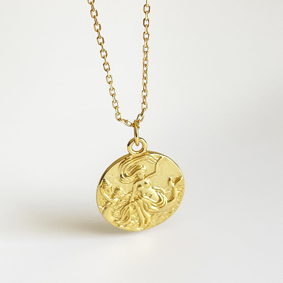 18K Gold Plated 925 Sterling Silver Geometric Mermaid Necklace