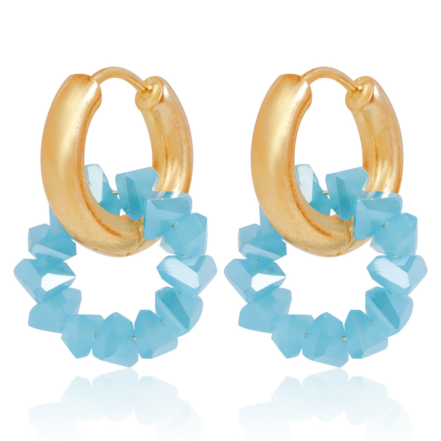 Pendientes de doble aro geométricos en metal chapado para mujer con postes de acero inoxidable