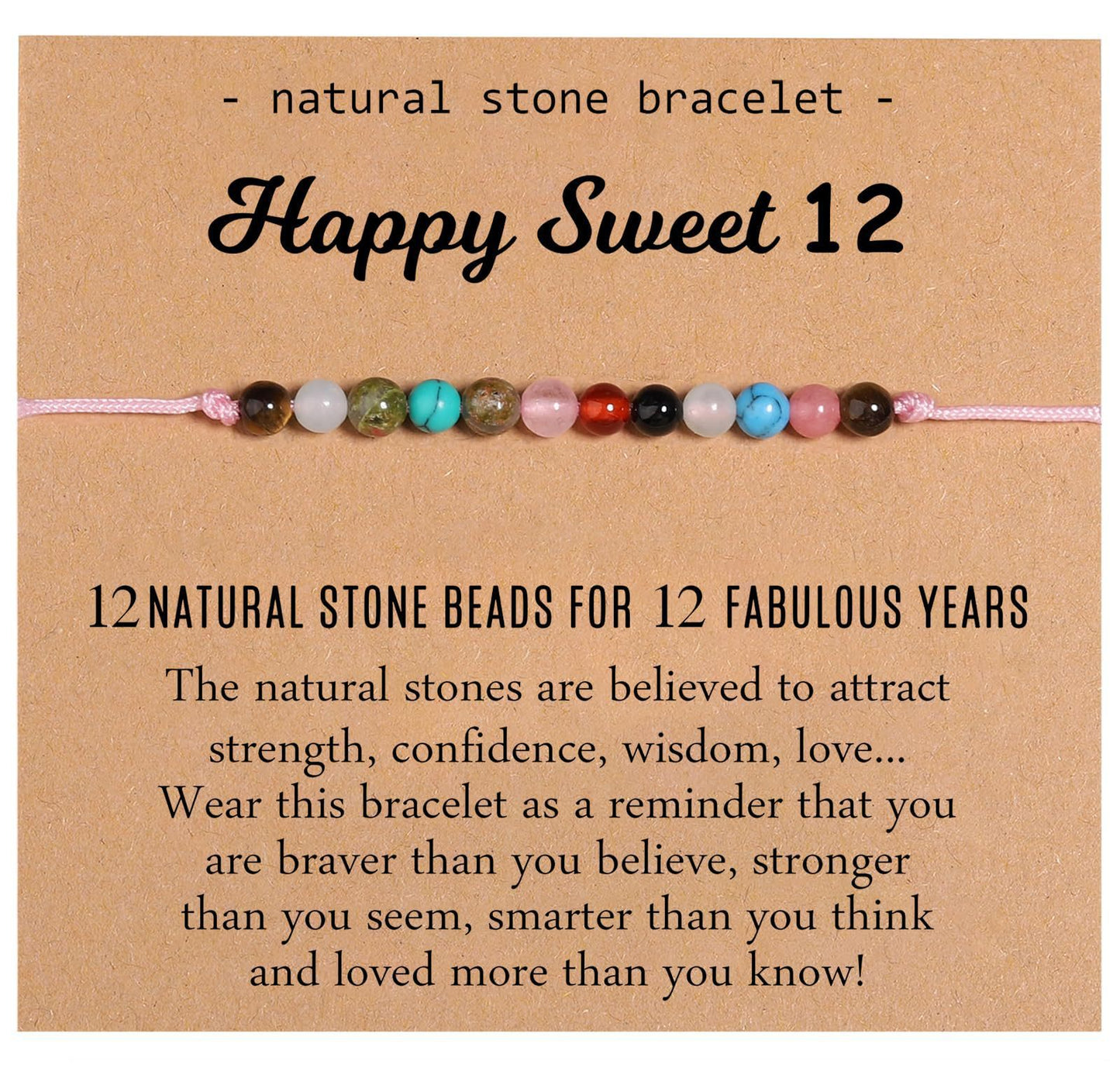 Sweet Geometric Natural Crystal Beaded Bracelet for Women