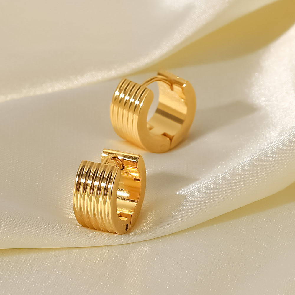Pendientes de Acero de Titanio Geométricos Estilo INS con Chapado en Oro de 18K para Mujer
