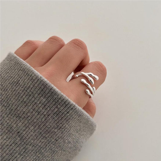 Anillo floral chapado en plata de ley 925