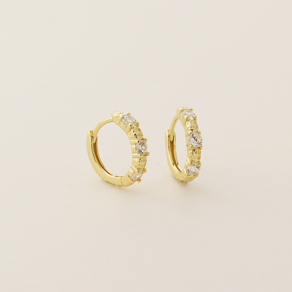 Pendientes Minimalistas Geométricos S925 de Plata de Ley con Diamantes de Imitación para Mujer