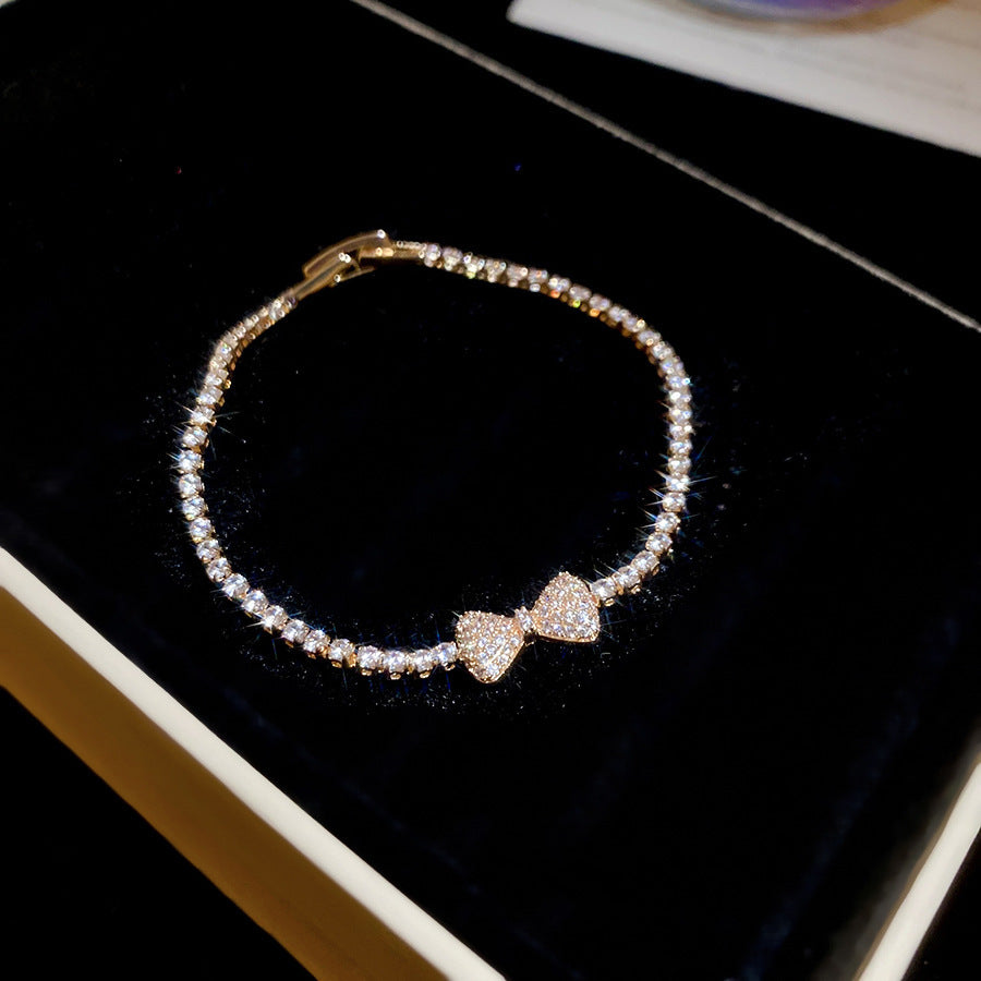 Elegant Gold Plated Brass Butterfly Floral Cubic Zirconia Bracelet for Women