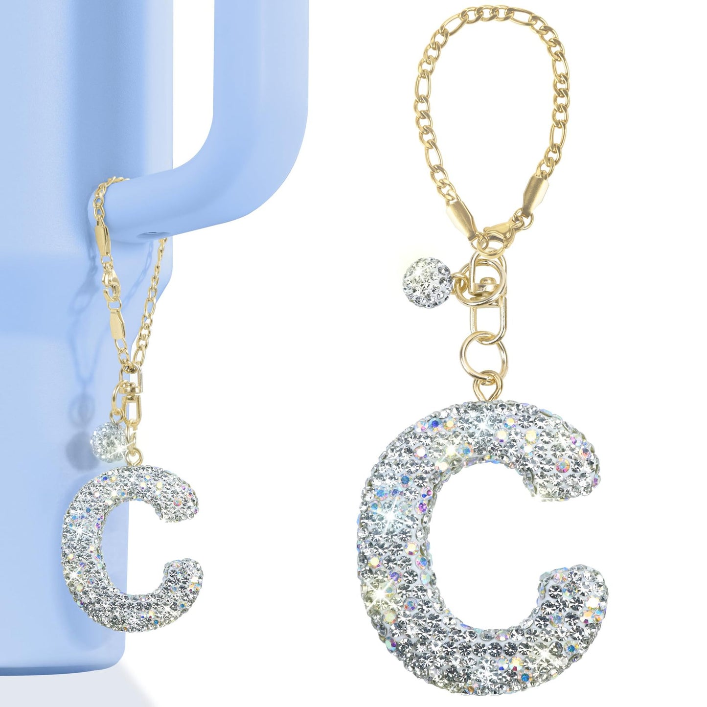 Rhinestone Inlaid Letter Resin Charm Bar
