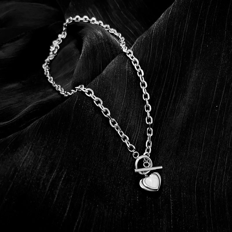 Collar Punk "Cool-Sweet" con Cadena y Guardapelo Geométrico en Cobre con Dije de Acero Inoxidable