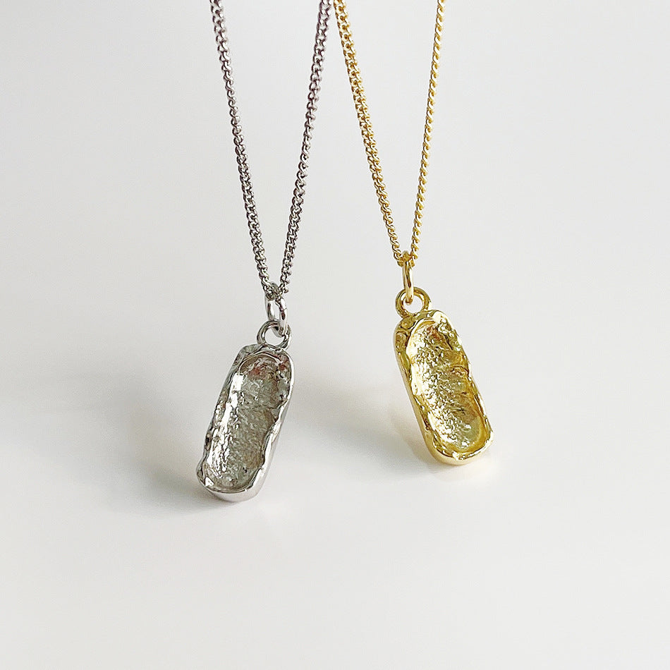 Irregular Geometric Shape 925 Sterling Silver Necklace with Minimalist and Fresh Sweet Style