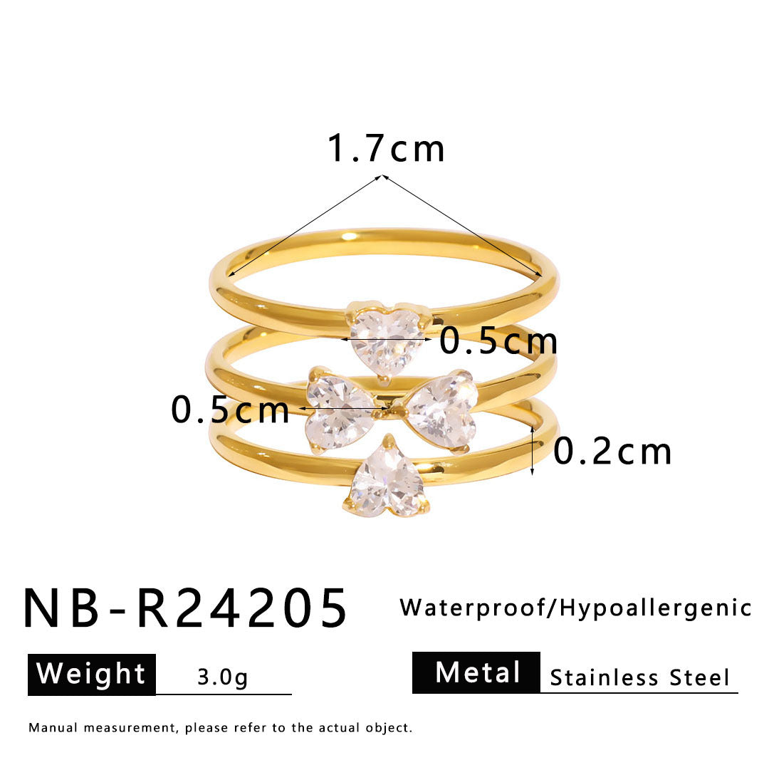 Anello Minimalista a Cuore a Forma di Quadrifoglio in Acciaio Inossidabile Placcato per Donna e Uomo