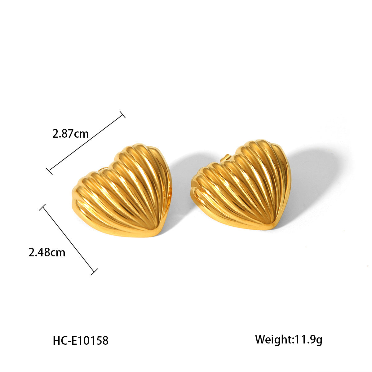Trendy 18K Gold Plated Stainless Steel Heart Shaped Geometric Earrings for Women