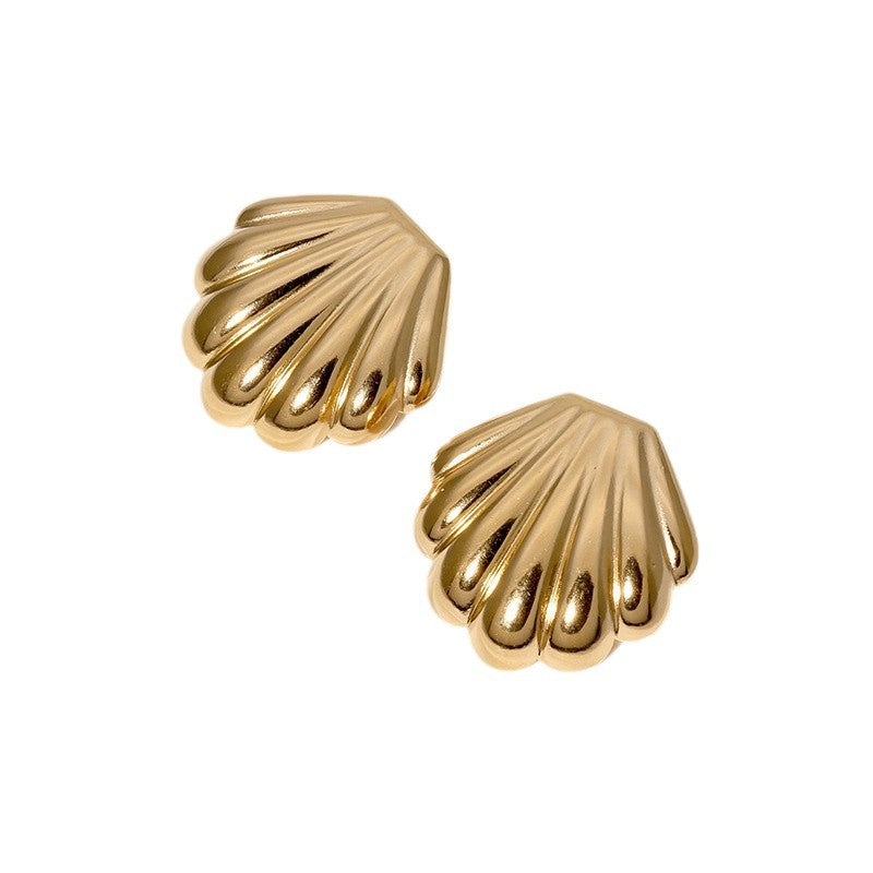 Minimalist Stainless Steel Plated Shell Earrings for Women