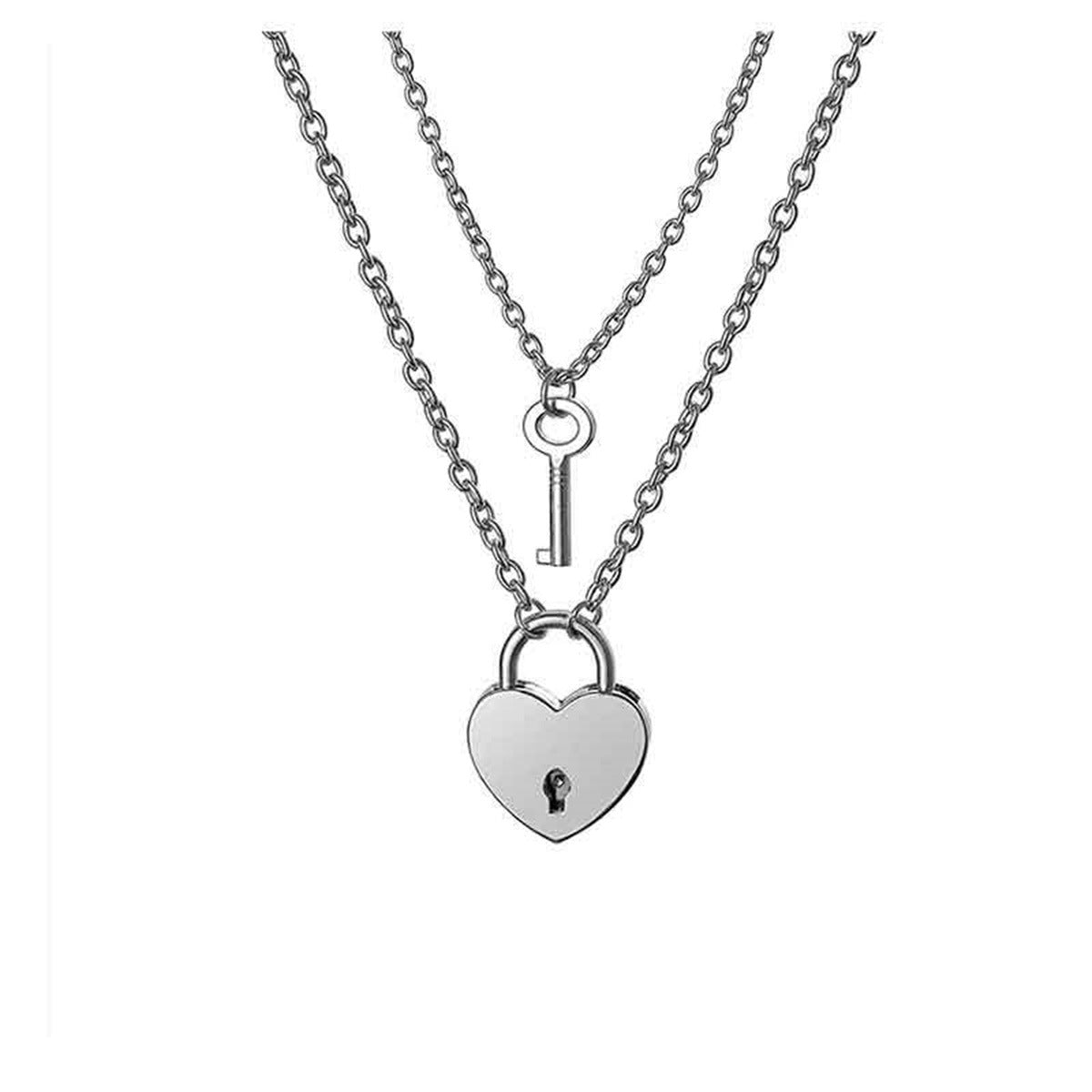 Collana con ciondolo a cuore in acciaio al titanio dolce e audace con lucchetto a chiave funzionante, gioielli unisex per coppie