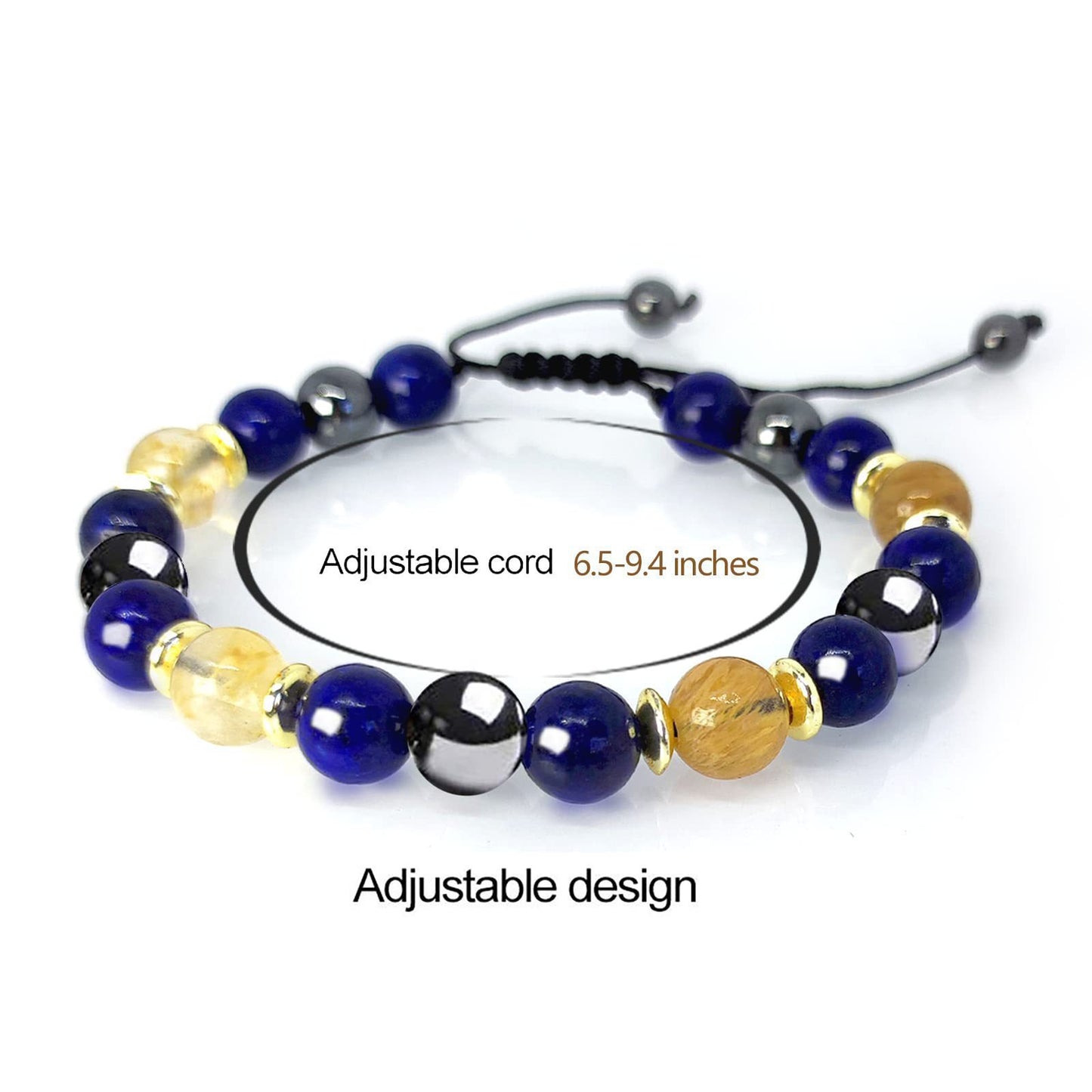 Geometric Round Agate Crystal Beaded Bracelet Unisex Handmade Jewelry