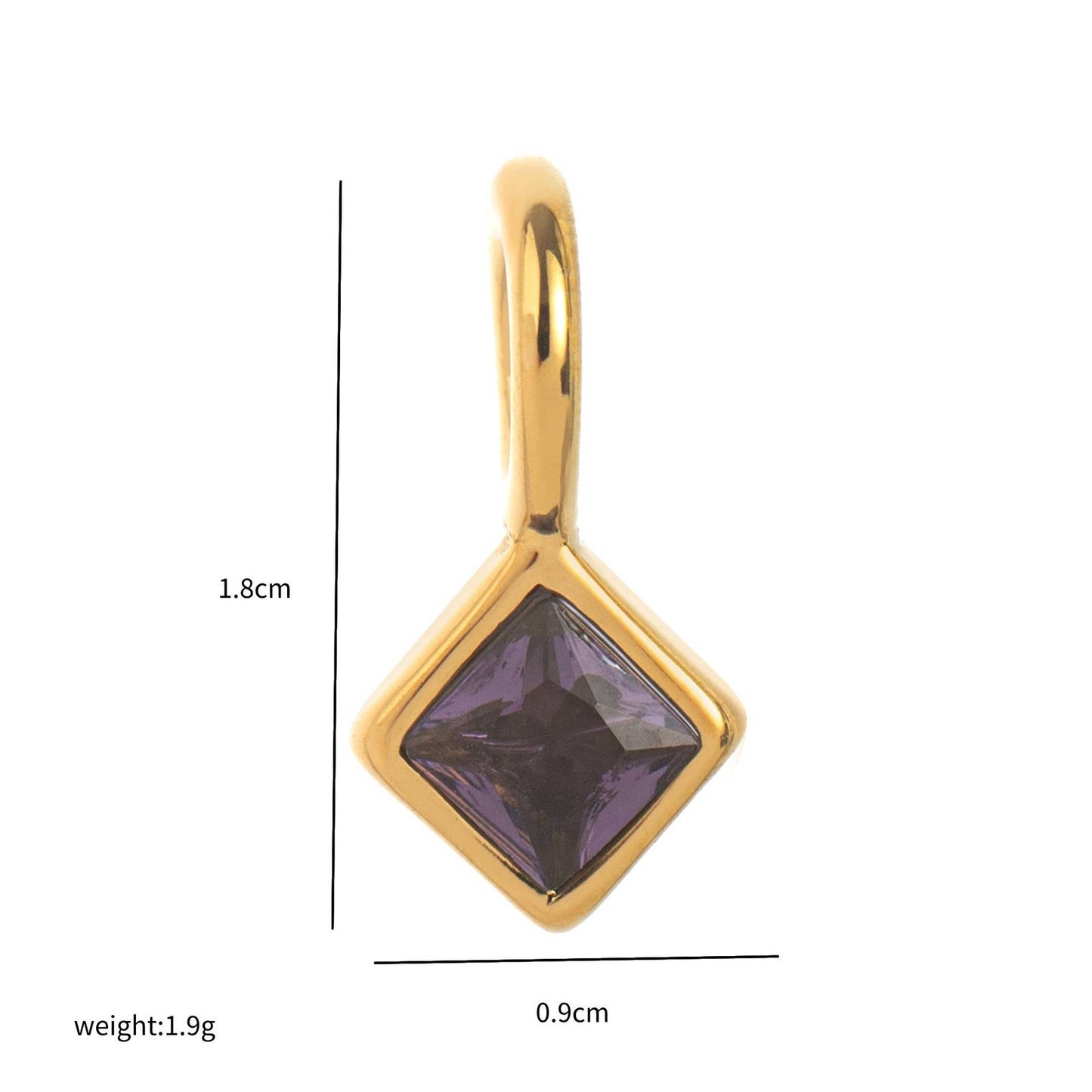 Minimalist Geometric 18K Gold Plated Titanium Steel Charm Bar with Rhinestone Inlaid Stainless Steel Birthstone Pendant for Women