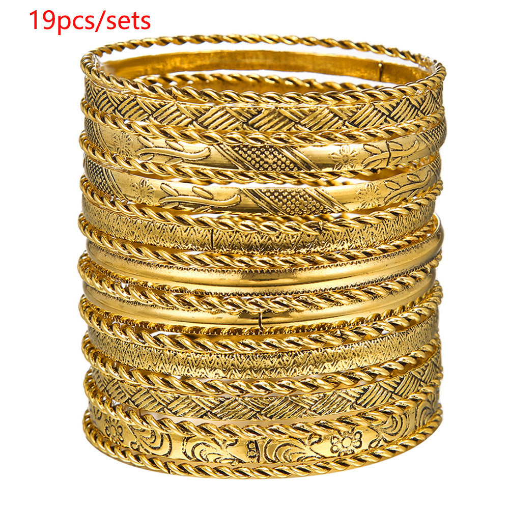 Personalized Geometric Round Iron Plated Cuff Bracelet Set for Unisex
