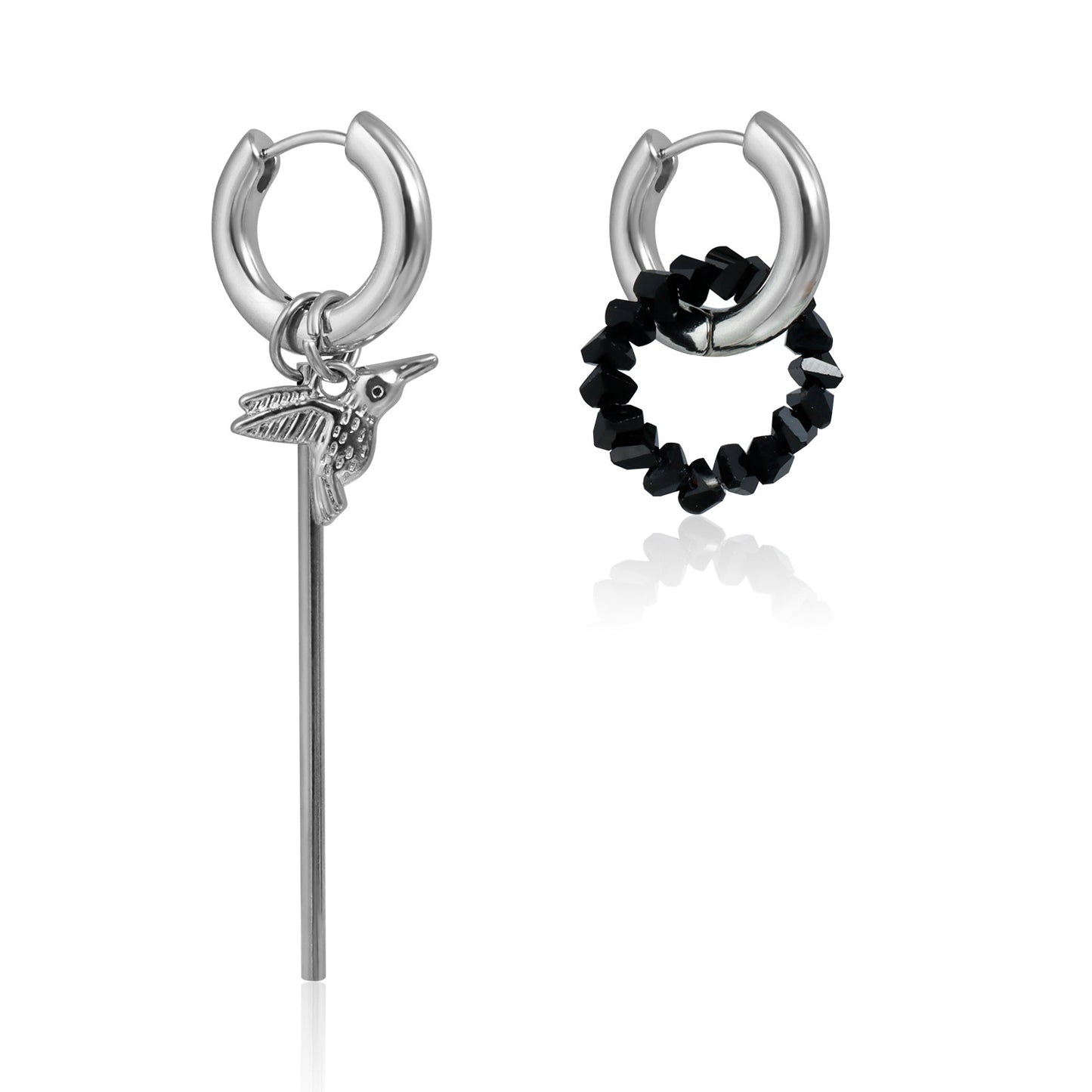 Vintage Style Asymmetrical Crystal Bird Ear Studs in Zinc Alloy with Plated Finish for Women