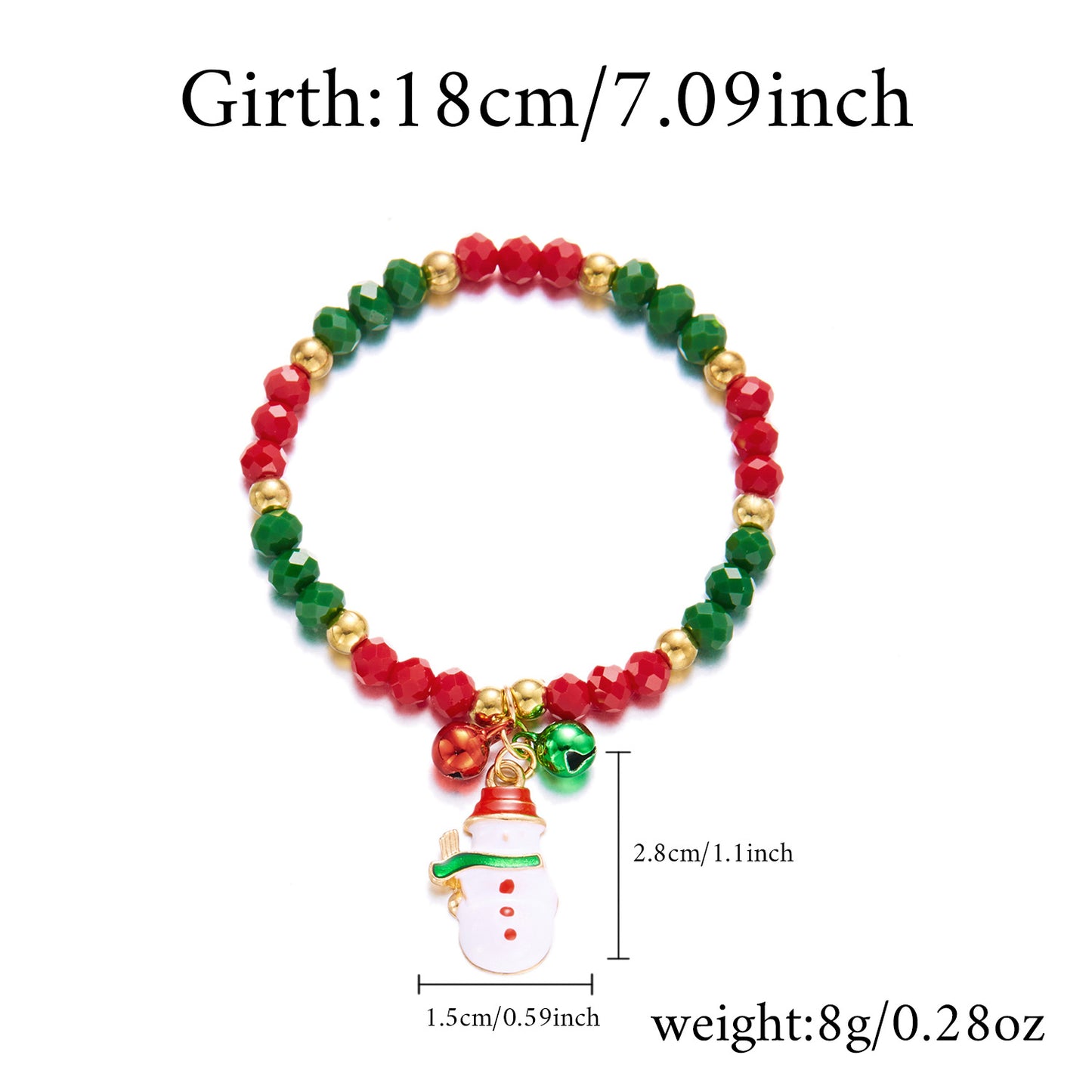 Luxury Style Cartoon Santa Claus and Snowman Pendant Bracelet for Women Alloy Handmade Christmas Tree Ornament with Crystal Beads