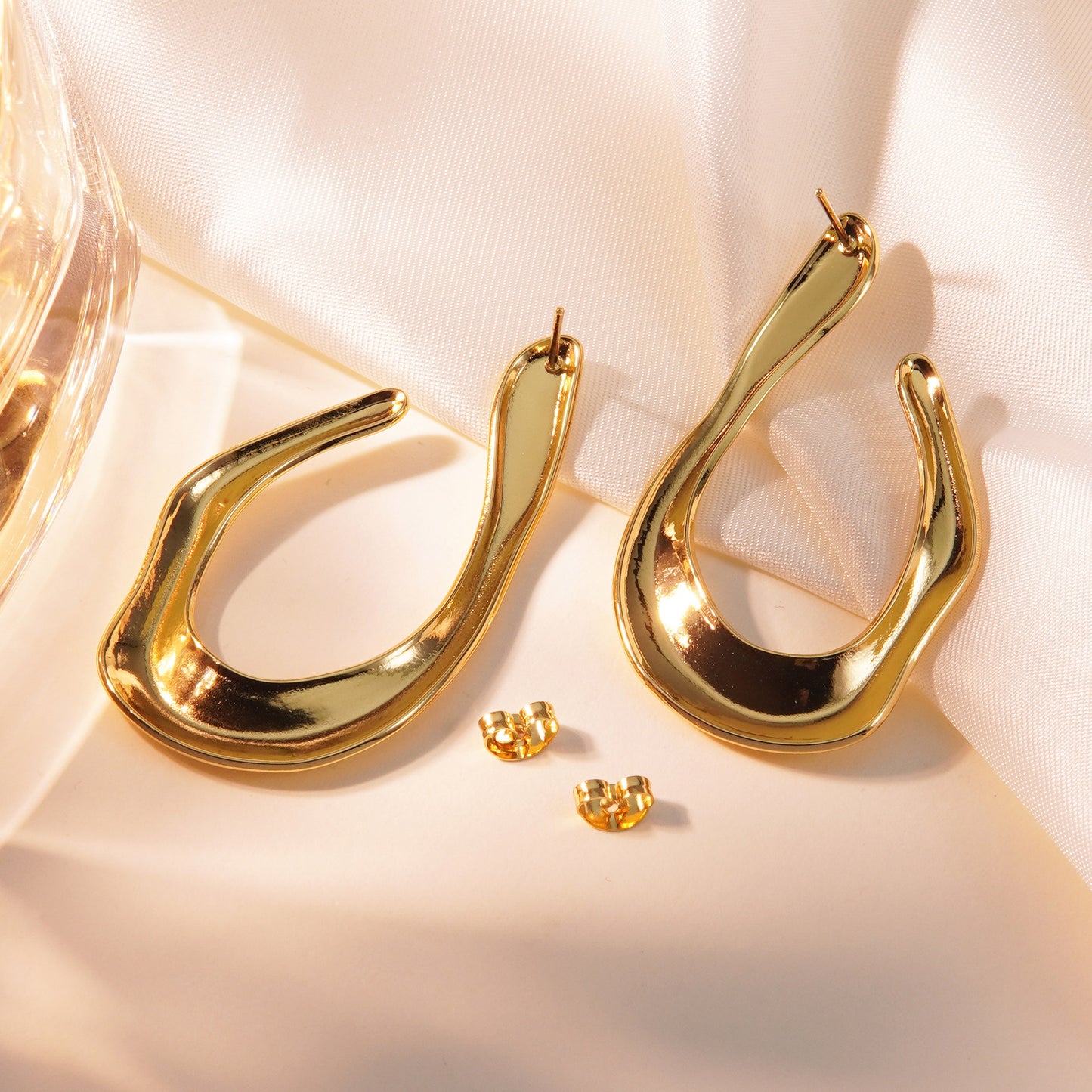 Vintage Luxury Geometric U-Shape Irregular Stamping Stainless Steel Earrings