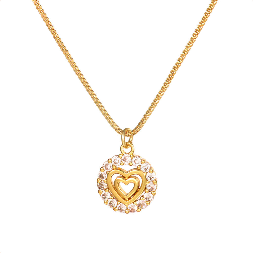 Brass Cubic Zirconia Butterfly Cross Dragonfly Heart Moon Pendant Necklace for Women with Box Chain