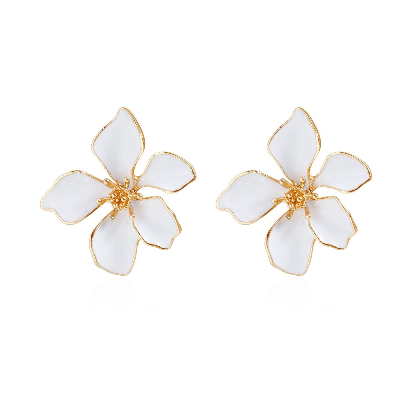 Vintage Floral Geometric Drip Oil Plated Zinc Alloy Earrings with Stainless Steel Posts
