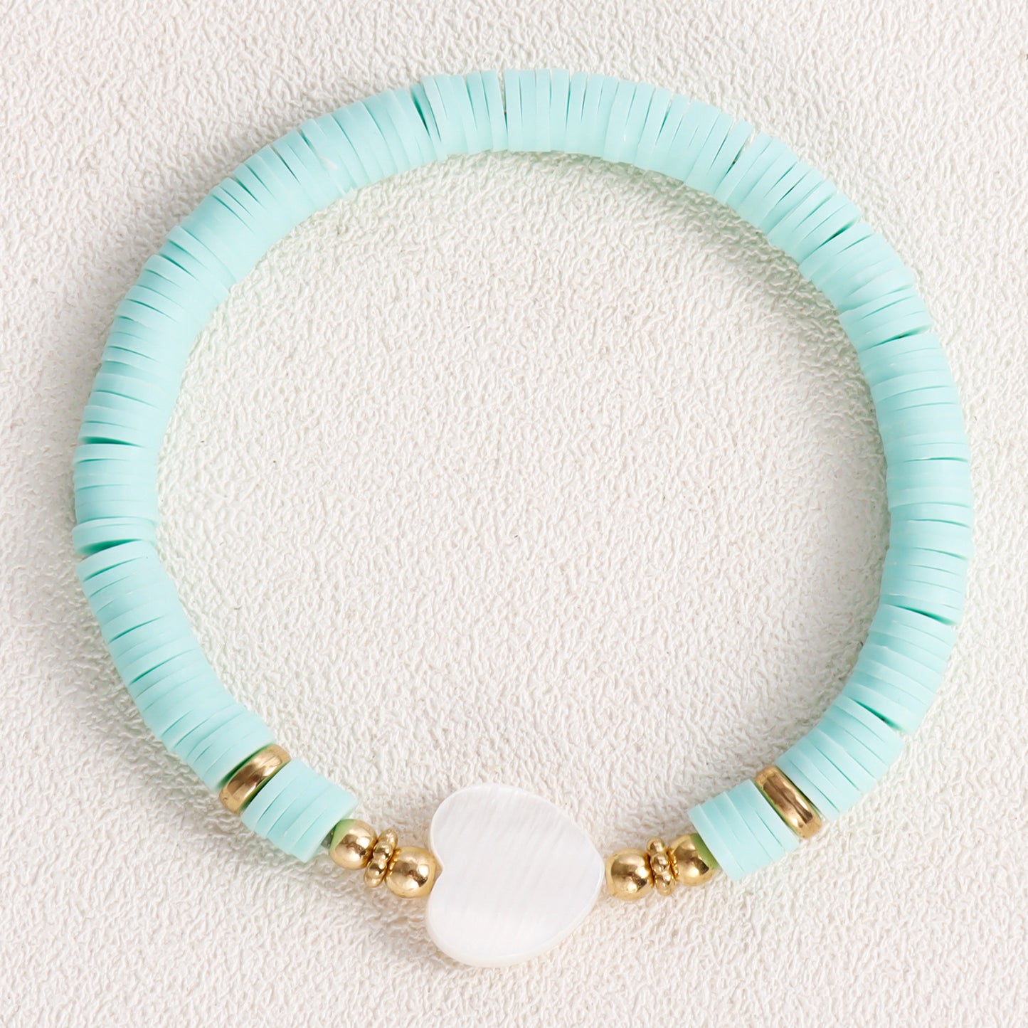 Minimalist Geometric Polymer Clay Heart Mother-of-Pearl Bracelet for Women with Plated Finish