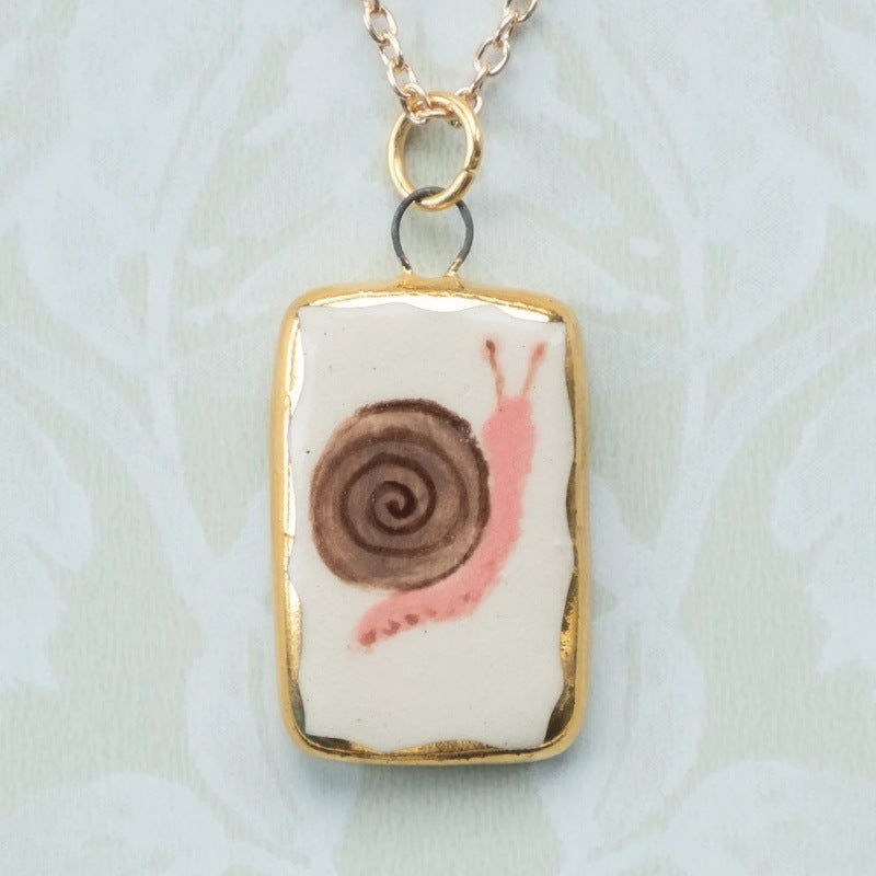 Sweet Minimalist Heart Animal Brass Pendant Stainless Steel Necklace with 18K Gold Plated Chain