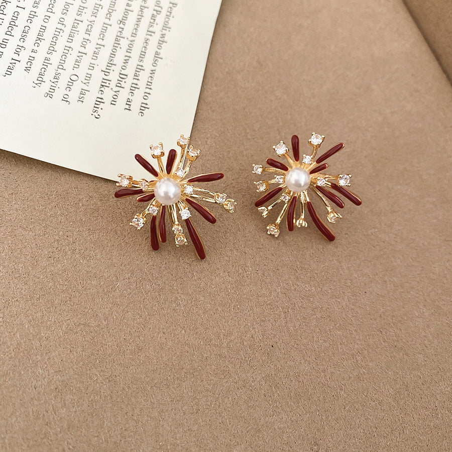 Orecchini a perno eleganti da donna in argento sterling con zirconi a forma di fiore, base in ottone placcato oro