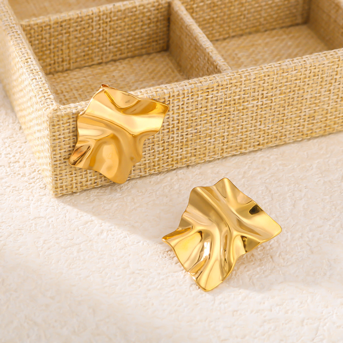 Minimalist Geometric Square Stainless Steel Earrings with 18K Gold Plating for Women