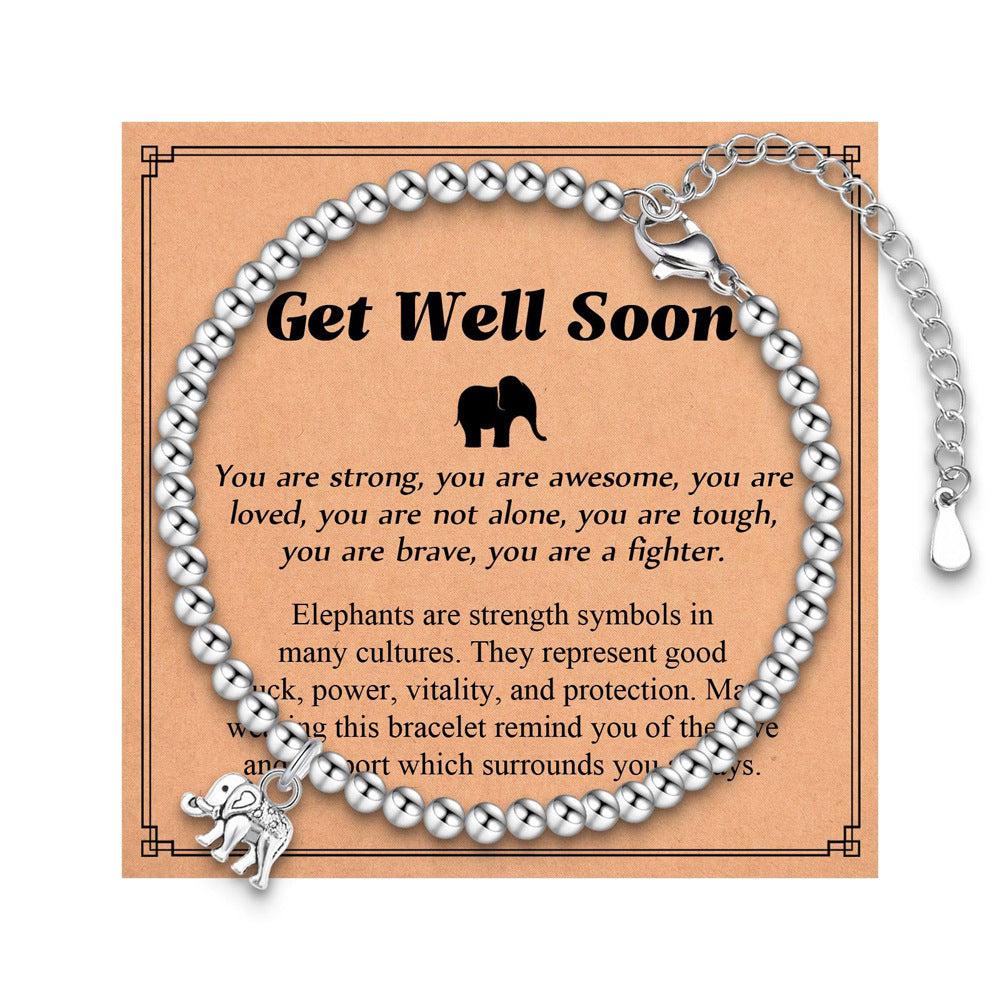 Plated Stainless Steel Animal Elephant Charm Bar Bracelet Unisex