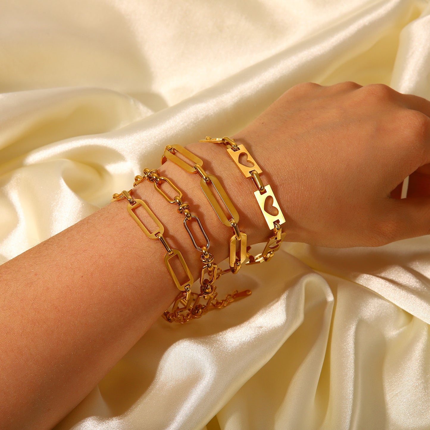 Minimalist Geometric Hollow Cross Bracelet for Women in Stainless Steel with 18K Gold Plating