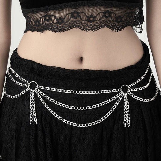 Catena per il corpo stile retrò-palazzo da donna con maglie metalliche a forma di U e dettagli a nappa