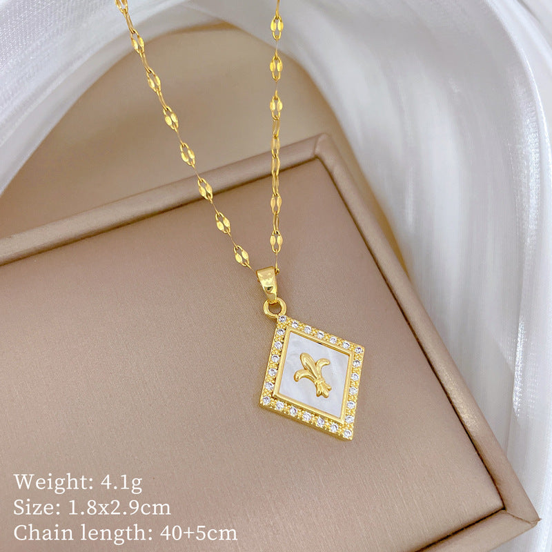 Collana Geometrica con Cielo Stellato da Donna con Strass Micro-Incastonati in Acciaio al Titanio, Stile Dolce, Fresco e Minimalista