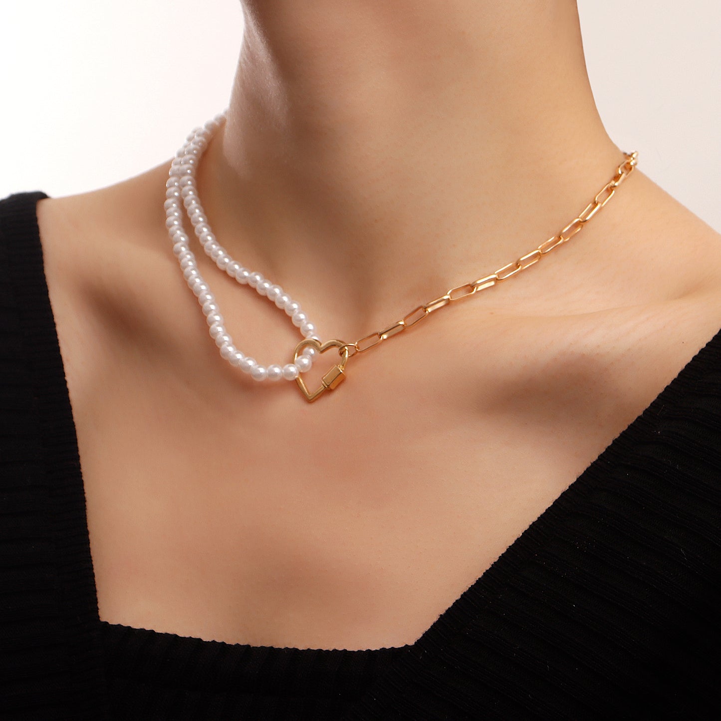 Minimalist Hollow Heart Pendant Necklace for Women Alloy with Plated Finish Snake Chain Style