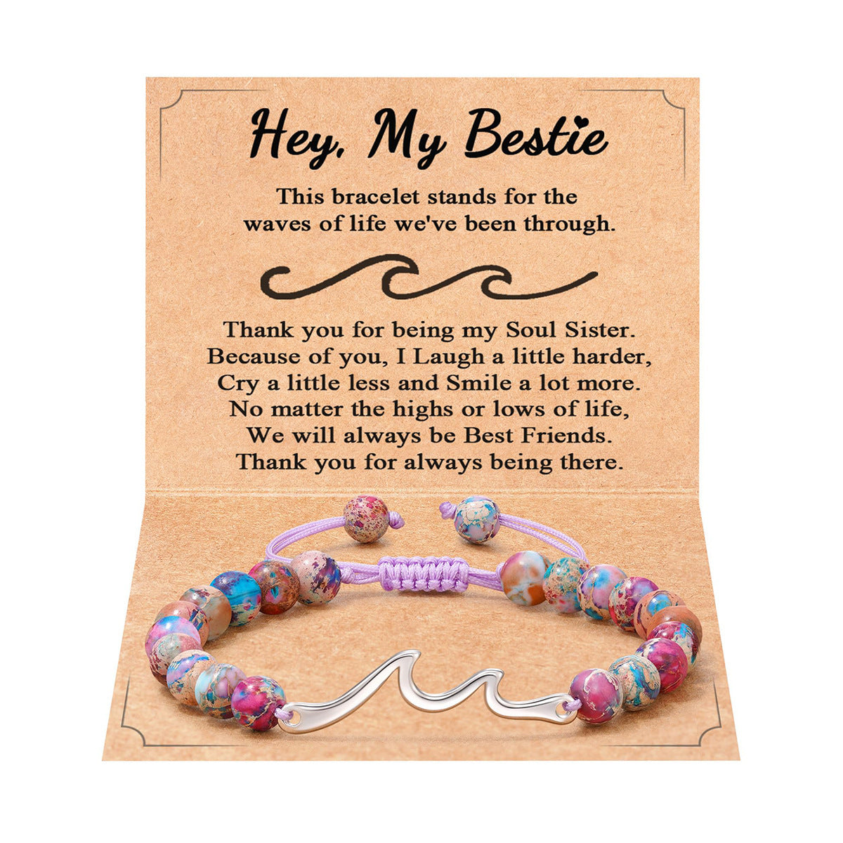 Handmade Woven Stainless Steel Beaded Bracelet with Wave Pattern