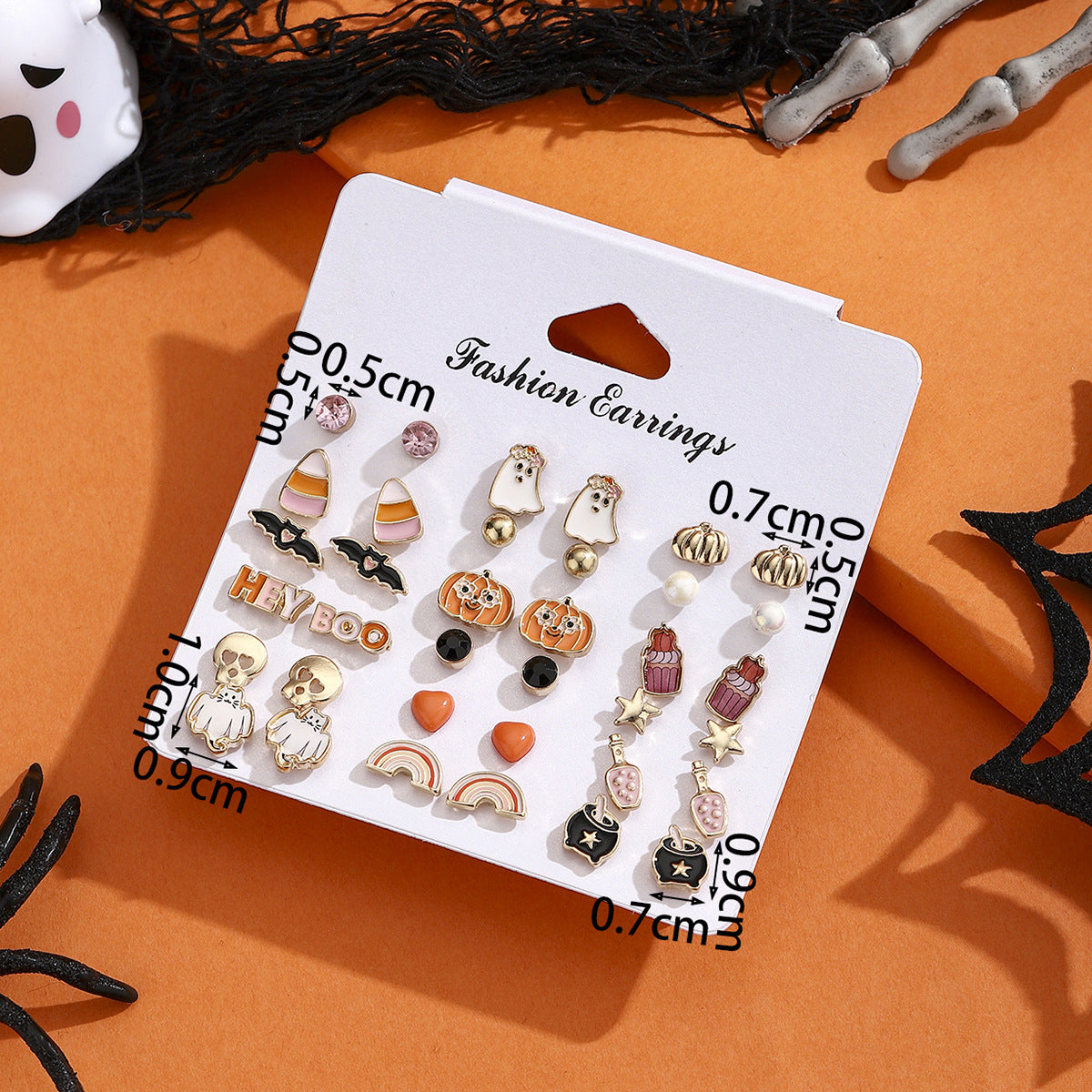 Ciondolo da Bar Goth Drip Oil in Lega a Forma di Fantasma di Halloween, Zucca e Pipistrello