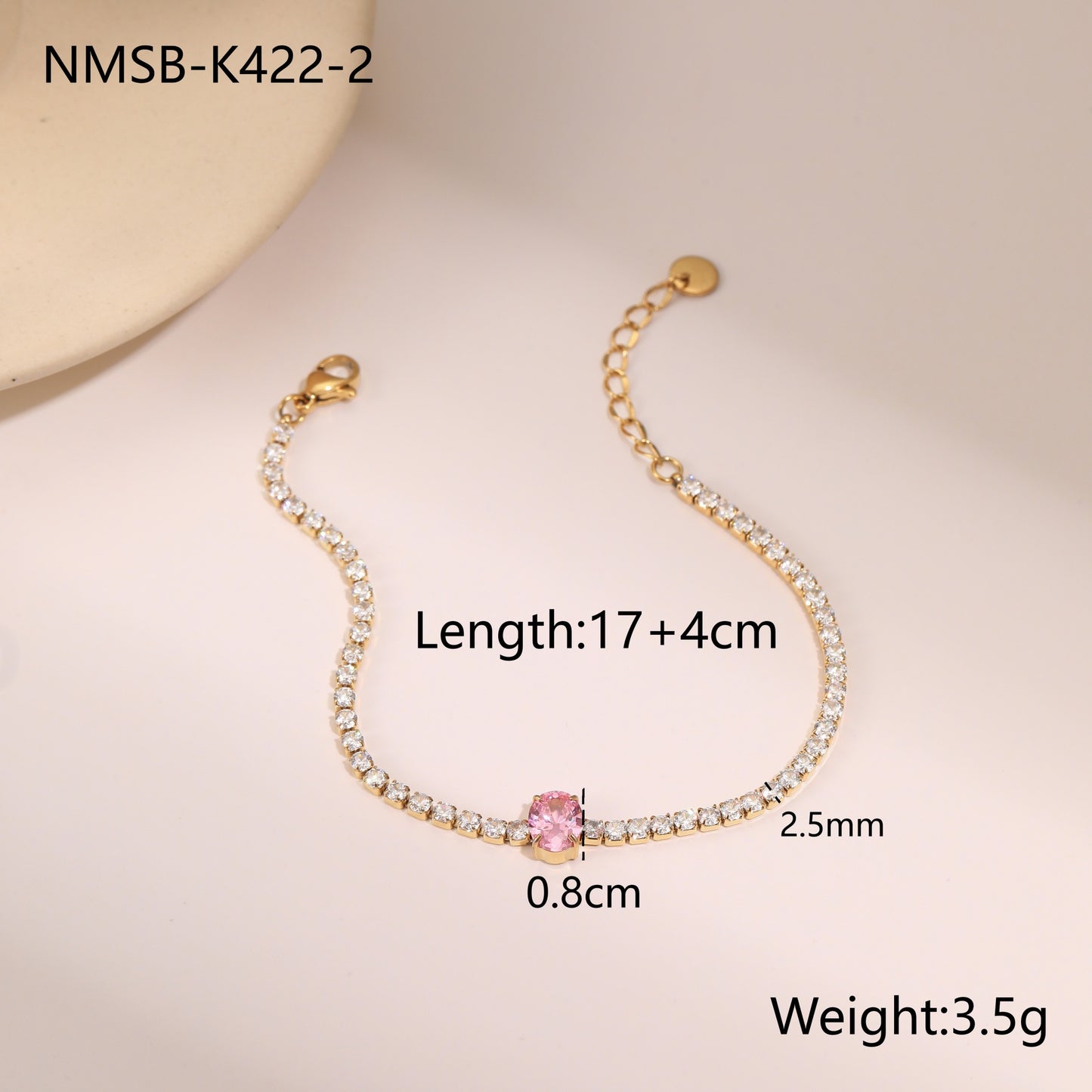 Fashionable Geometric Titanium Steel Bracelet with Zircon Inlay, Electroplated Stainless Steel Luxury Women's Hand Jewelry