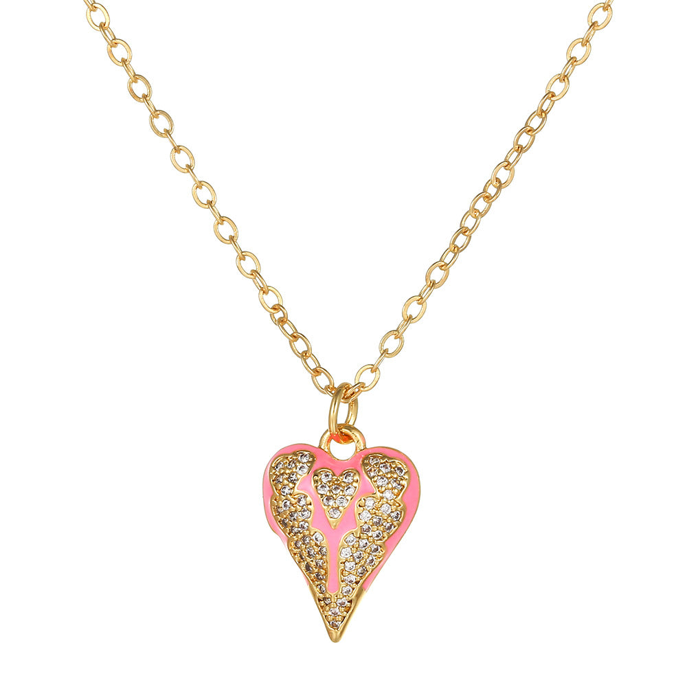 Elegant Heart Brass Micro-Paved Cubic Zirconia Pendant Necklace for Women