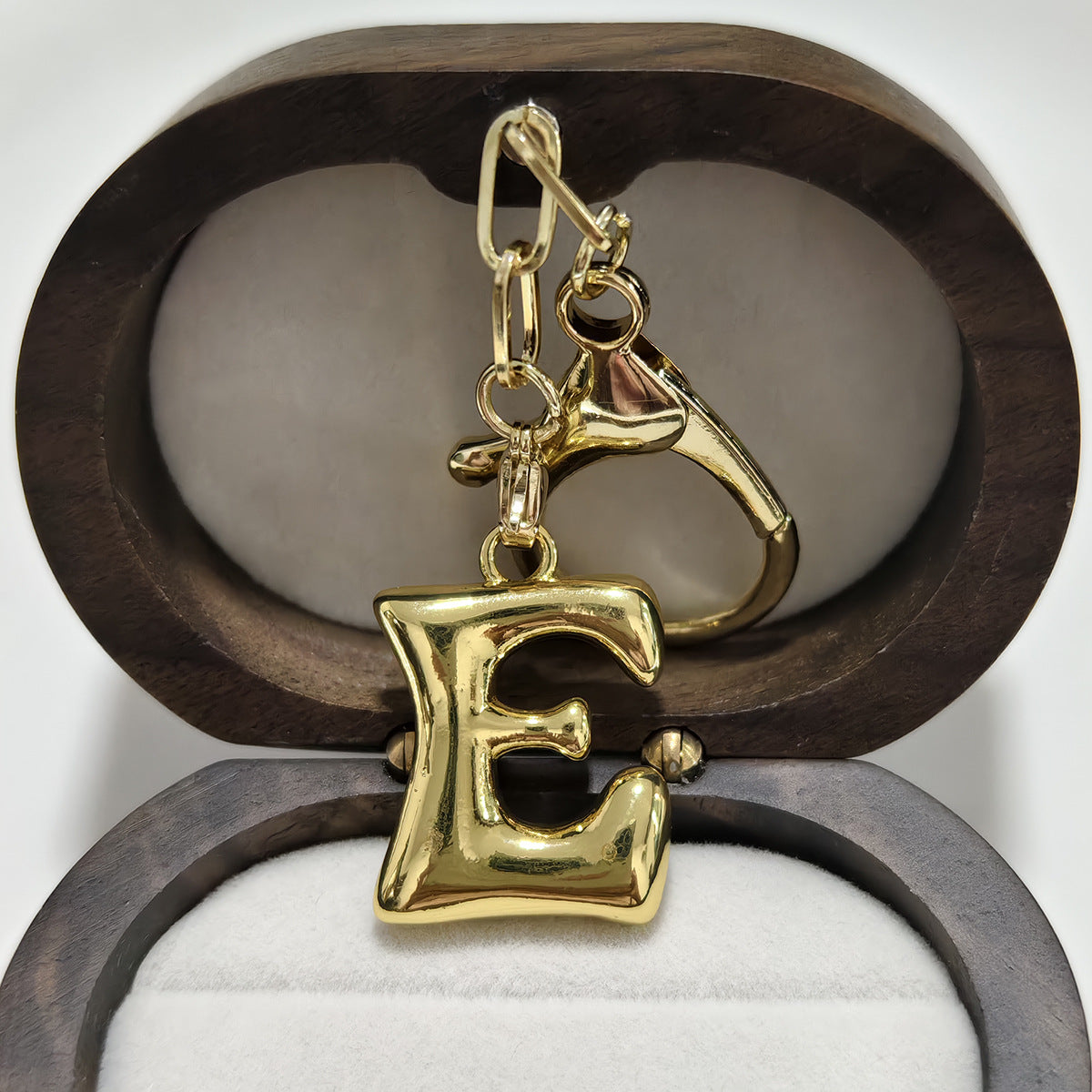 Minimalist 18K Gold Plated Letter Pendant Keychain for Brass