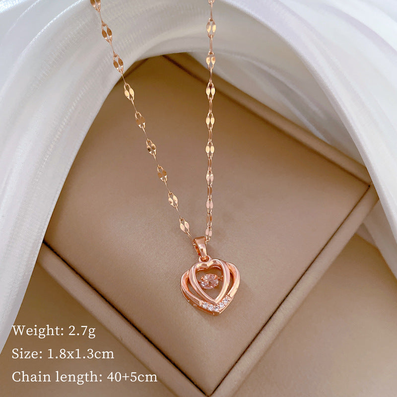 Geometric Minimalist Titanium Steel Necklace with Copper Pendant Plated in Real Gold Irregular Chain