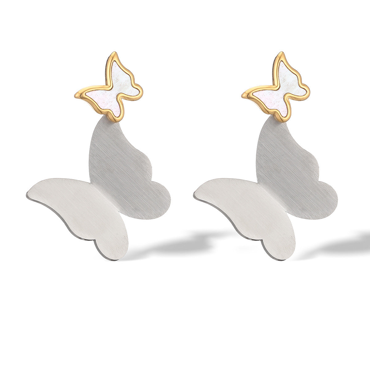 Orecchini minimalisti in acciaio inossidabile a forma di farfalla per donna con placcatura in oro 18 carati