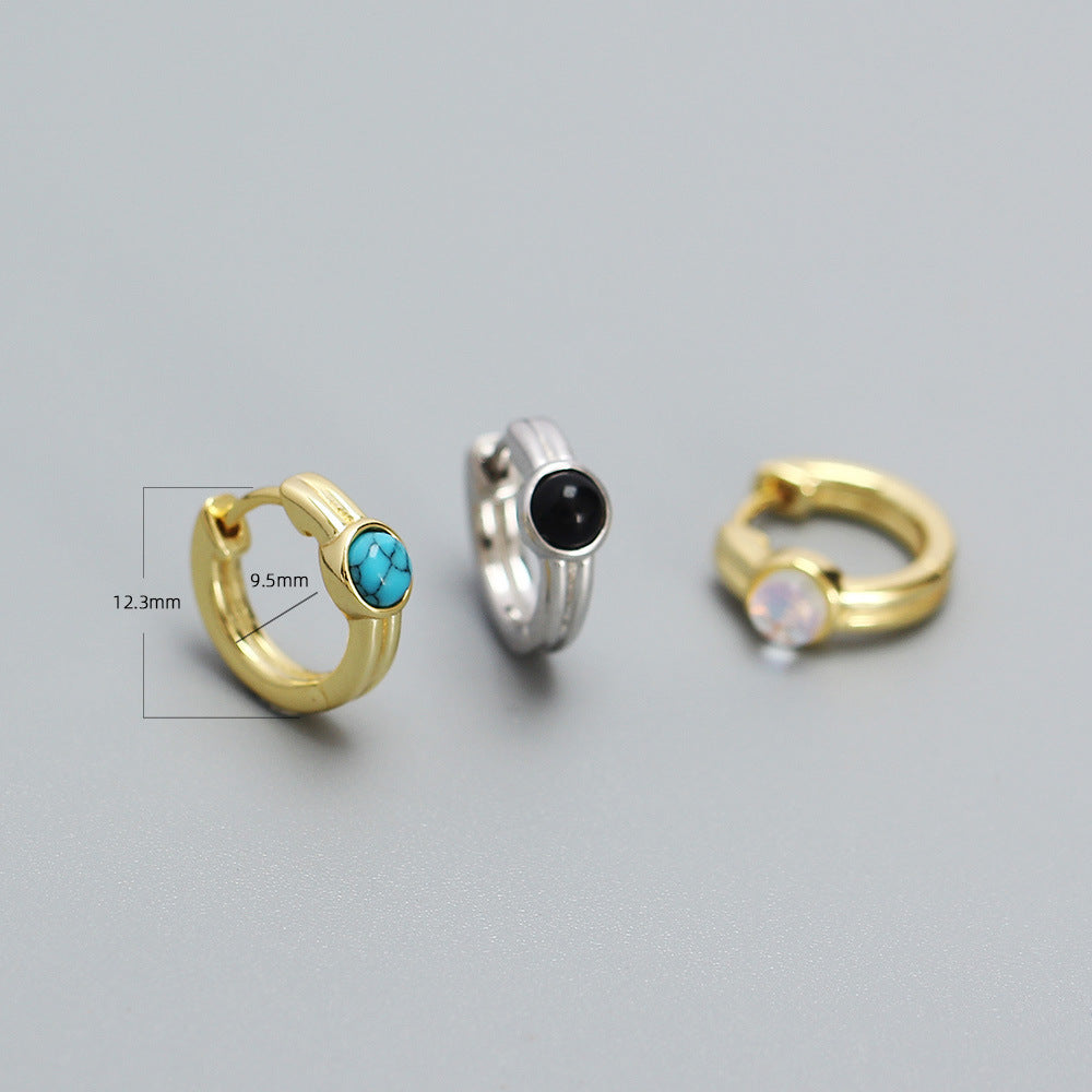 Orecchini a clip geometrici minimalisti in argento sterling S925 placcati per donna