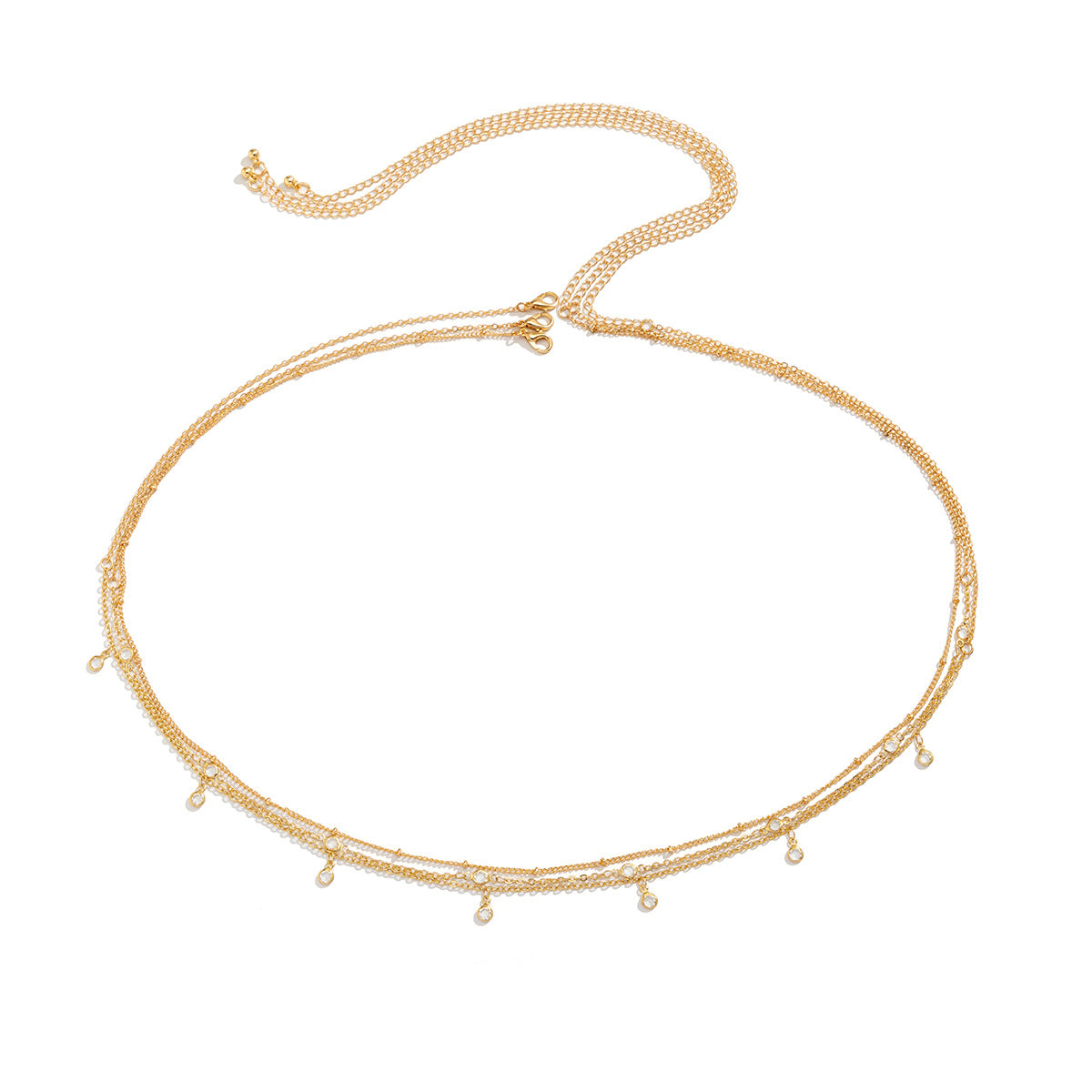 Cadena geométrica de cristal para la cintura de mujer con detalle de borla, cadena de metal para el cuerpo de estilo elegante y versátil