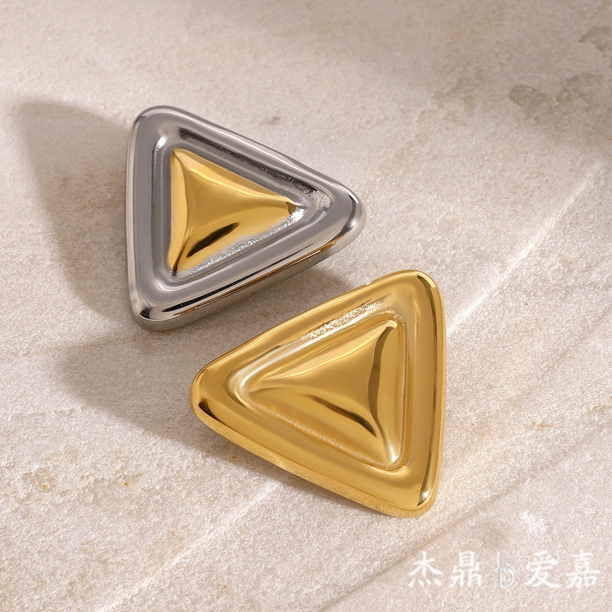 Minimalist Geometric Triangle Plated Stainless Steel Brooch for Women
