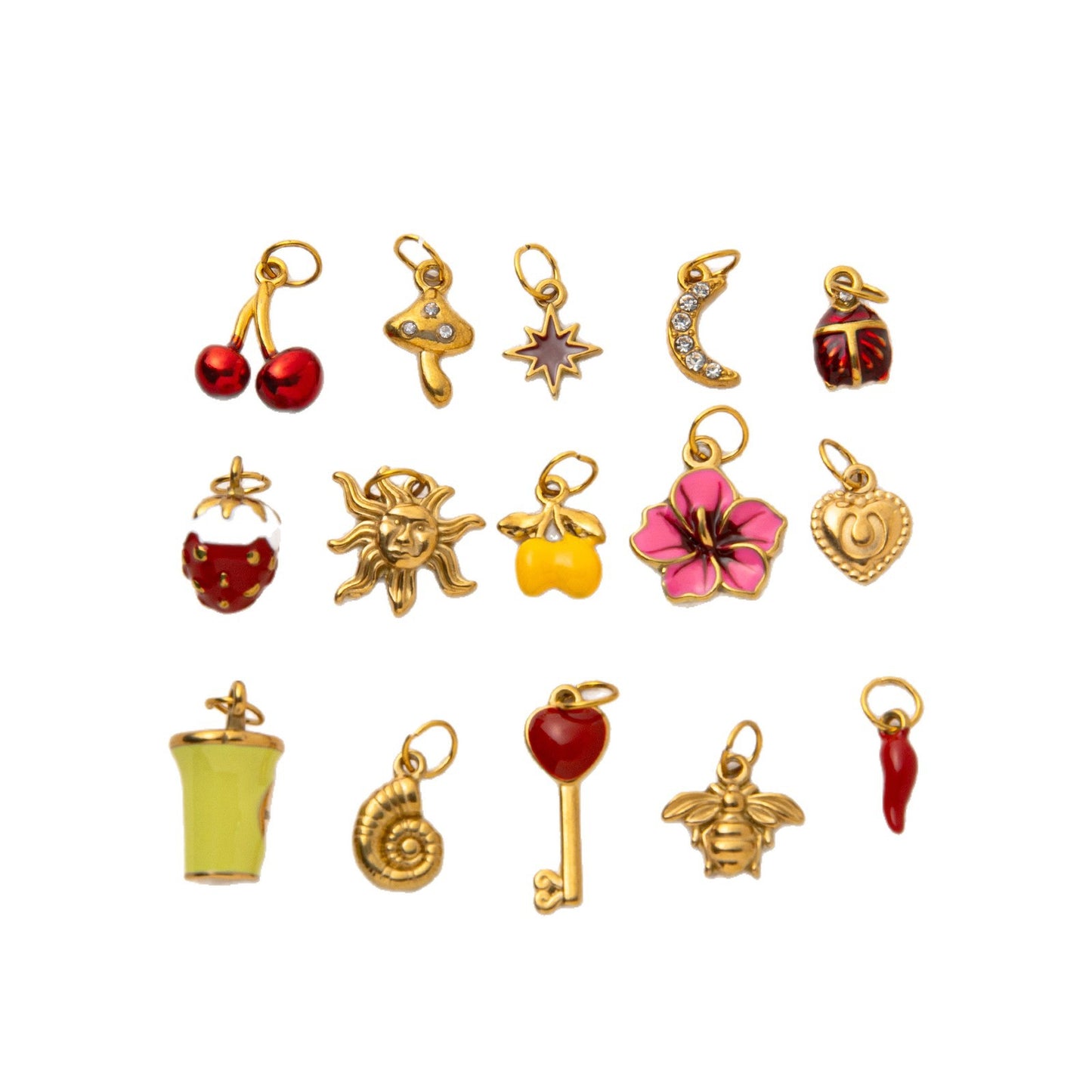 Vintage 18K Gold Plated Stainless Steel PVD Fruit Series DIY Charm Bar