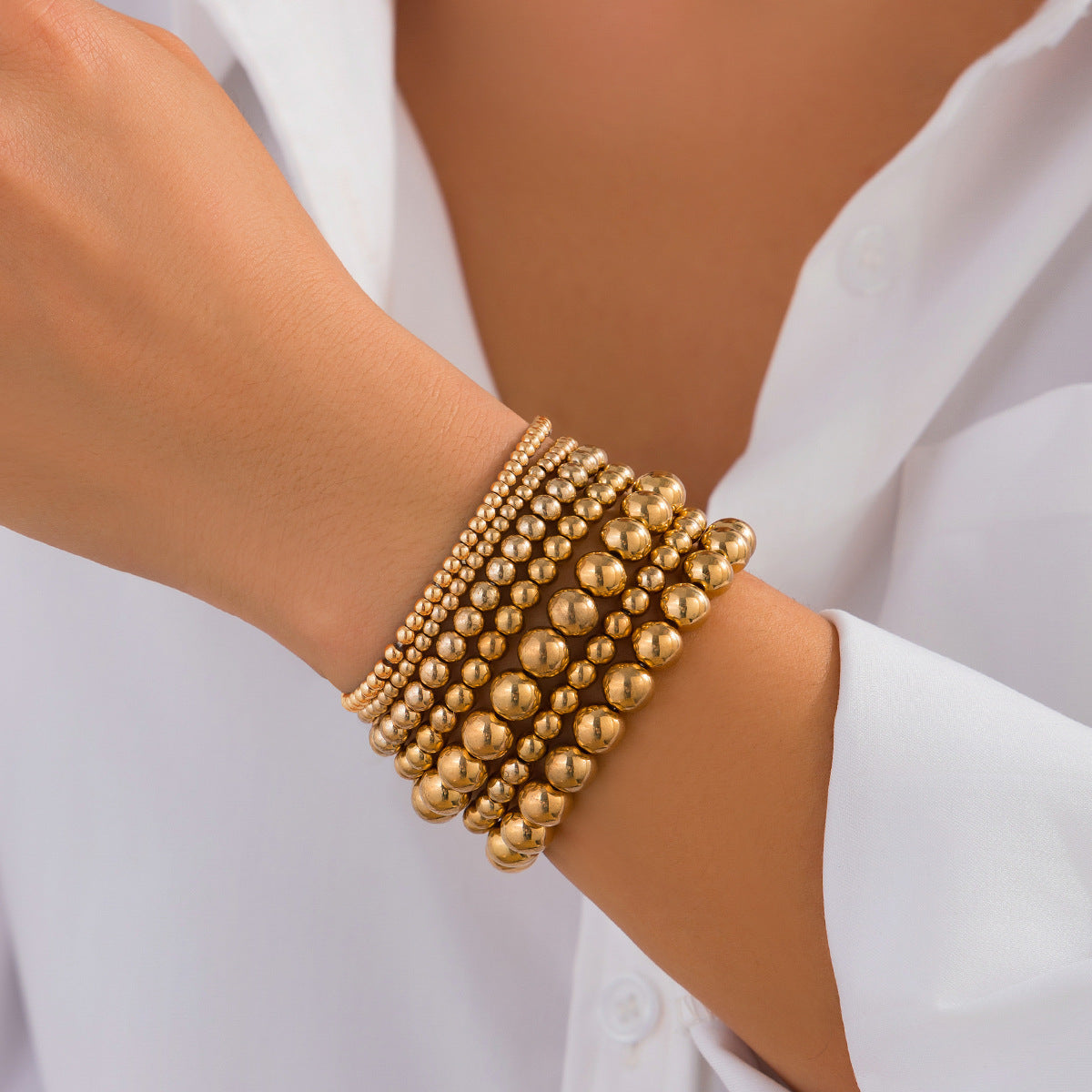Minimalist Geometric CCB Beaded Bracelet Set Plated Women's Jewelry