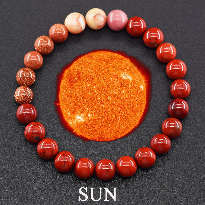 Classic Sweet Natural Gemstone Round Geometric Stretch Bracelet Unisex Jewelry Gift