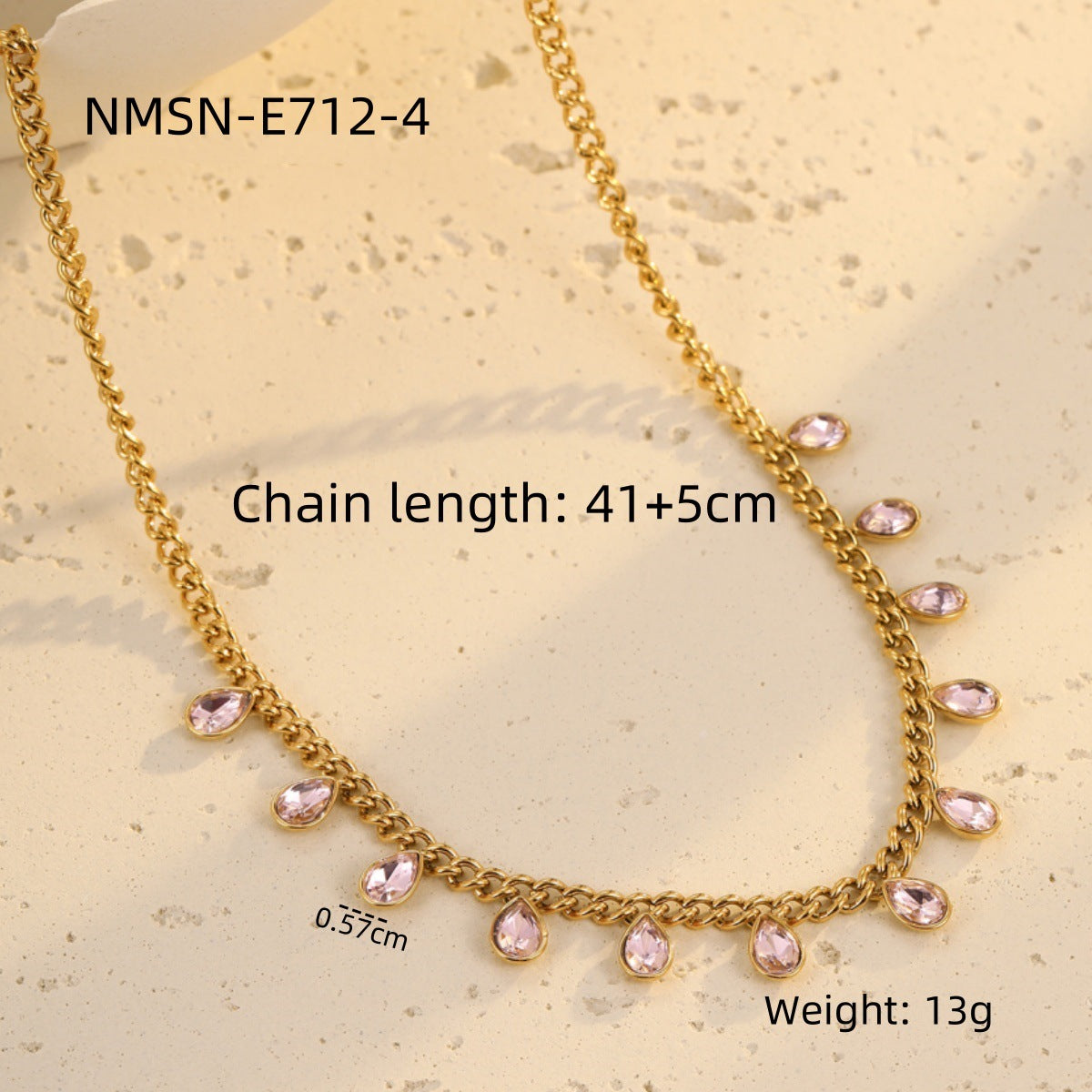 Collana da Donna Minimalista alla Moda con Ciondolo a Nappa in Acciaio Inossidabile, Intarsio di Strass e Finitura Placcata