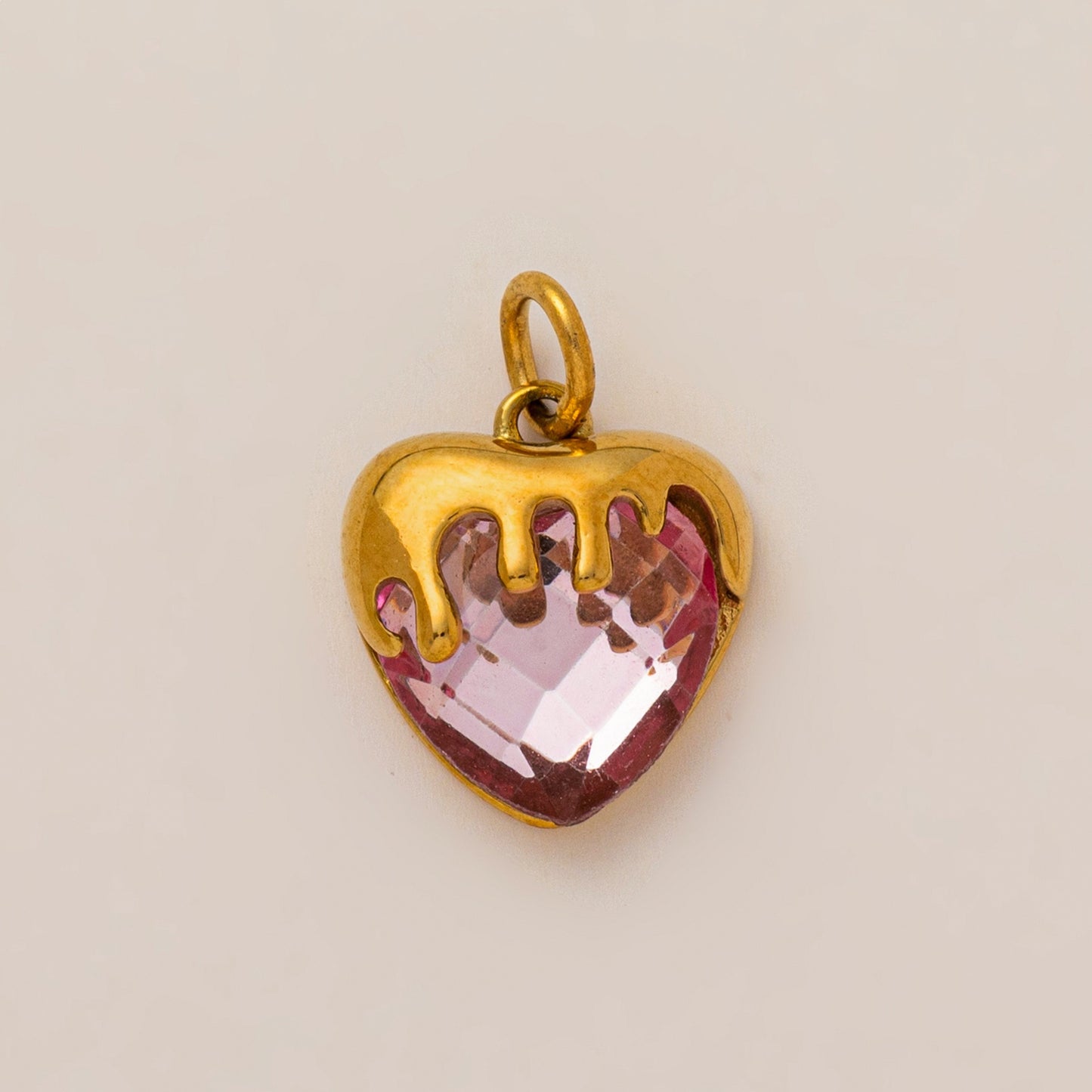 Llavero Colgante de Bolso con Charm DIY con Patrón Geométrico de Corazón y Fruta, Chapado en Oro de 18K, Estilo Minimalista
