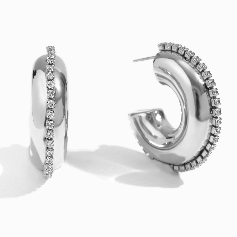 Fashionable Vintage-Inspired Irregular Geometric Heart-Shaped Stainless Steel Earrings with 18K Gold Plating